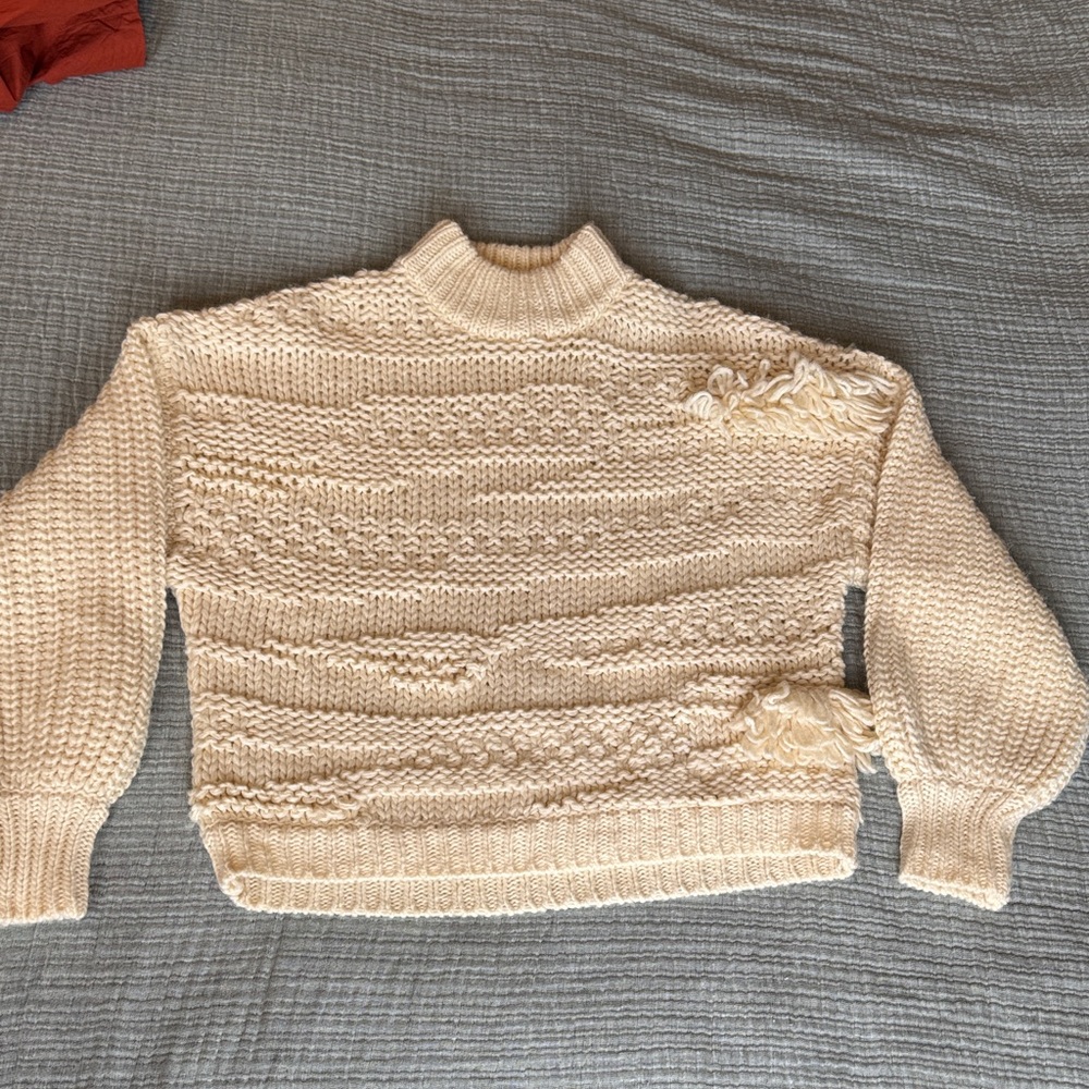 Universal Thread Cream Cowl Neck Sweater with Cable Knit